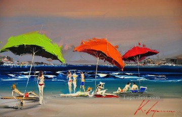 Bellezas bajo las sombrillas en la playa Kal Gajoum Pinturas al óleo